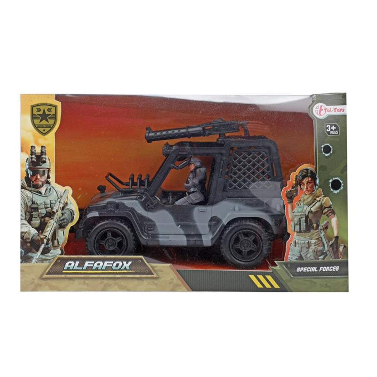 Toi-legetøj toi-legetøj alfafox jeep + militærfigur