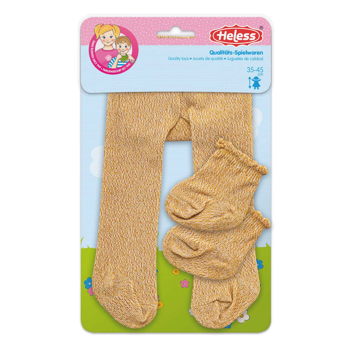 Heless dukke tights med sokker - guld, 28-35 cm