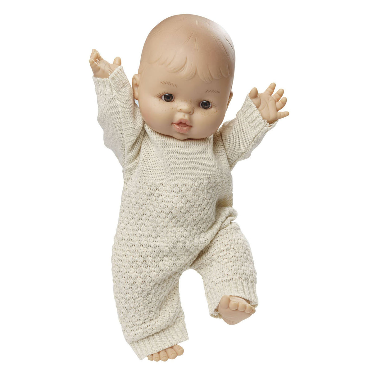 Heless dukker strik overalls ecru, 28-35cm