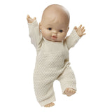 Heless dukker strik overalls ecru, 28-35cm