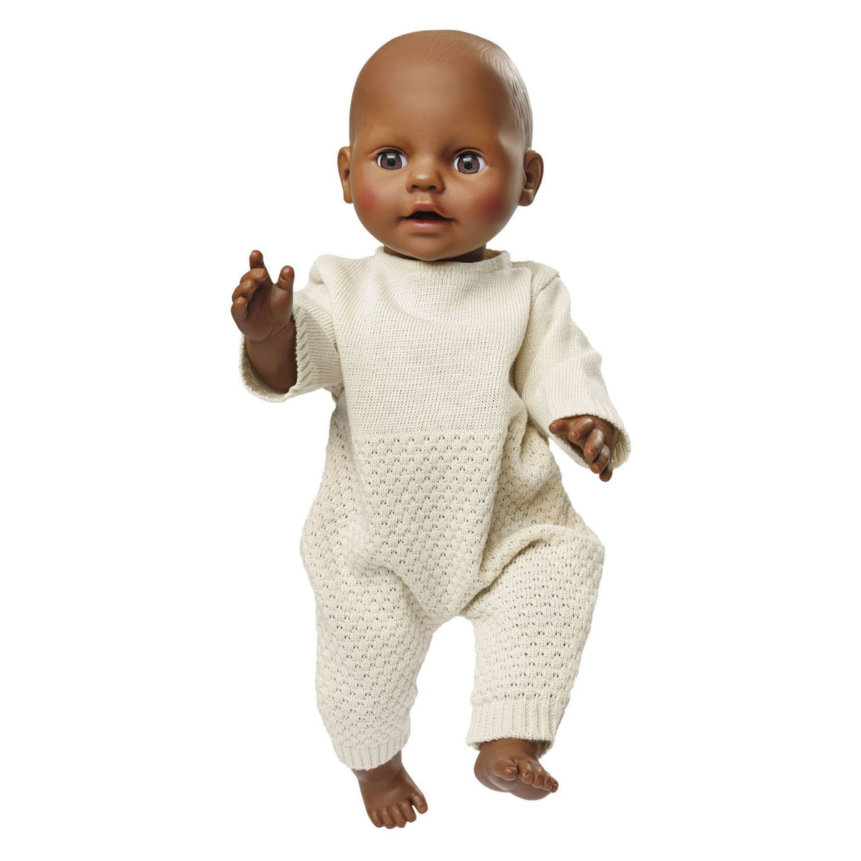 Heless dukker strik overalls ecru, 28-35cm