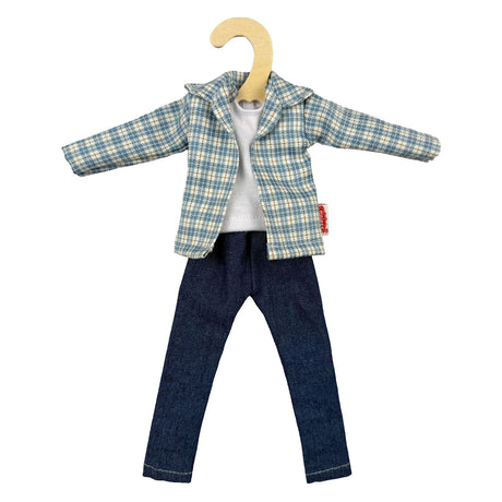 Heless ternet skjorte med jeans til modedukker - 29cm