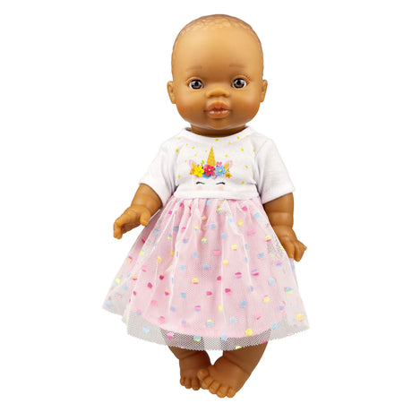 Heless pige babydukke med enhjørning kjole hannah - 34cm