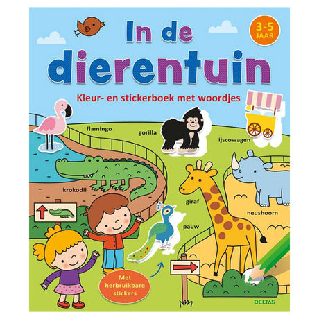 Deltas Color and Sticker Book med ord - i zoologisk have