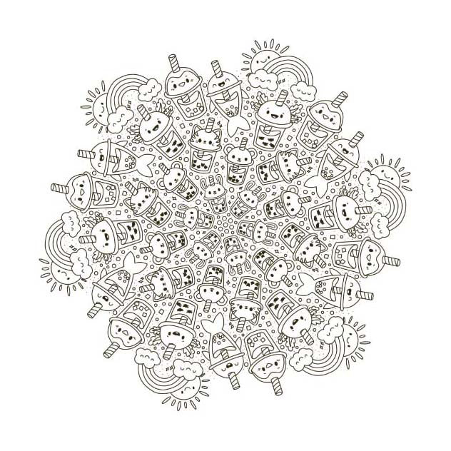 Deltas kawaii mandala farve sjov