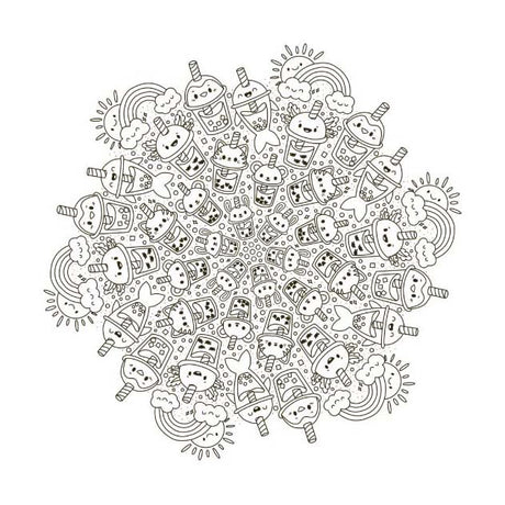 Deltas kawaii mandala farve sjov
