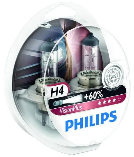 Philips pandelampe skinnende lampe 12v h4 vision plus sæt