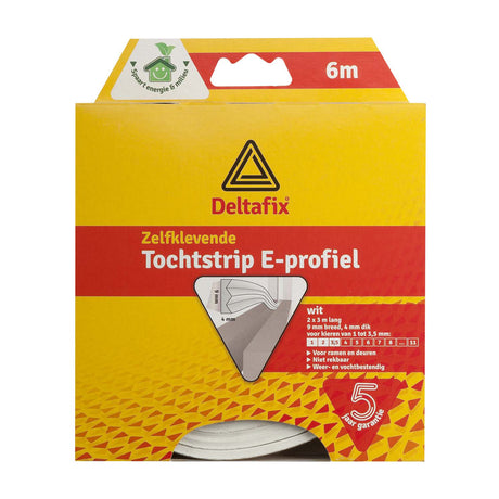 Deltafix trækliste e-profil 6m x 9mm - 4mm - hvid