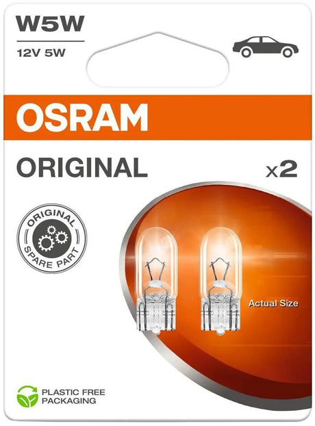Osram glasfatningslampe glascelle. 12v5w 2stk fatning b2.1x9.5d