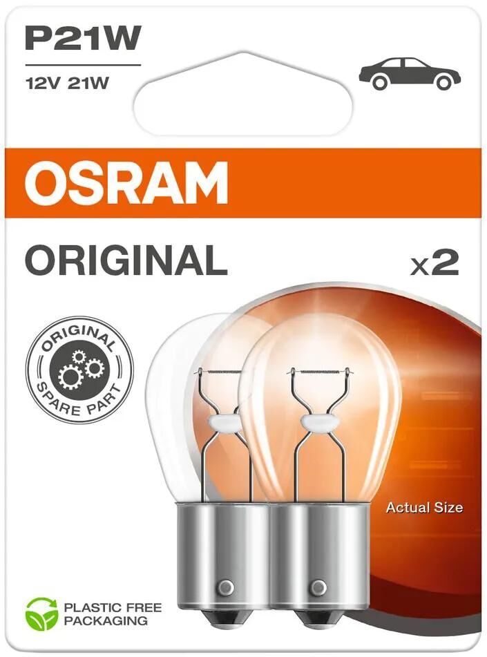 Osram kugellampe bl.brakel.12v 21w 2stk.sb base ba 15s