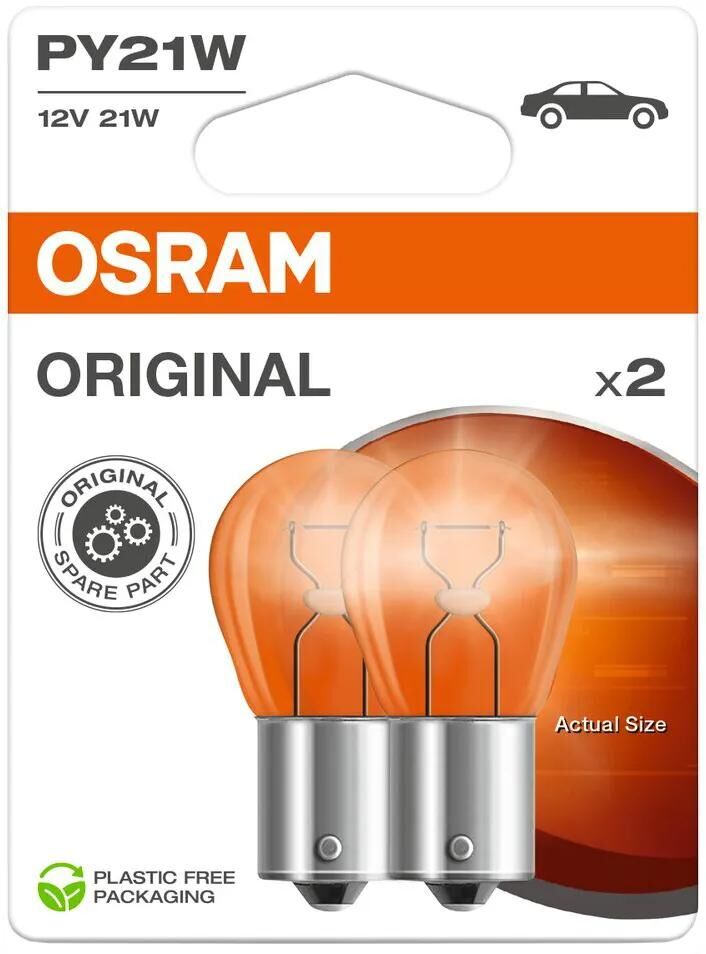 Osram kugellampe kuglepære 12v 21w 2stk. orange blister