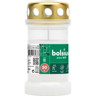 Bolsius gravlys nr.3 hvid med låg