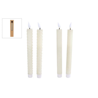 No fire candle led moving light med timer elfenben 2 stk