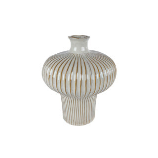 No brand vase jodie l hvid brun fajance 31x31x35,5cm