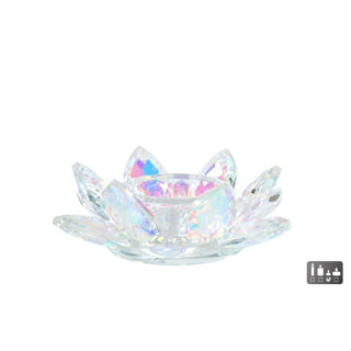 Ingen mærke fyrfadsstage lotus perleglas 12x12x4cm | 2 stk