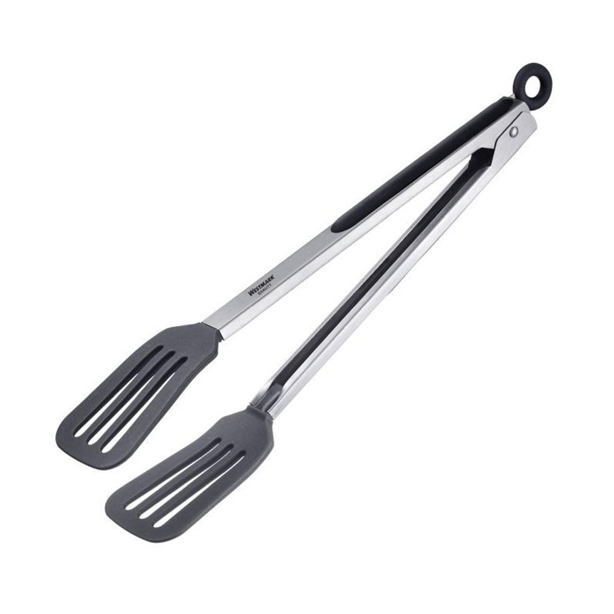 Westmark serveringstang, med store silikoneskeer og gummihåndtag, længde: 34 cm, rustfrit stål plast silikone, comfort silikone maxi, sølv sort, 16122270