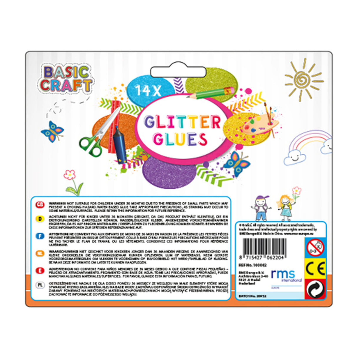 Kreativ håndværksgruppe glitter lim 14 rør