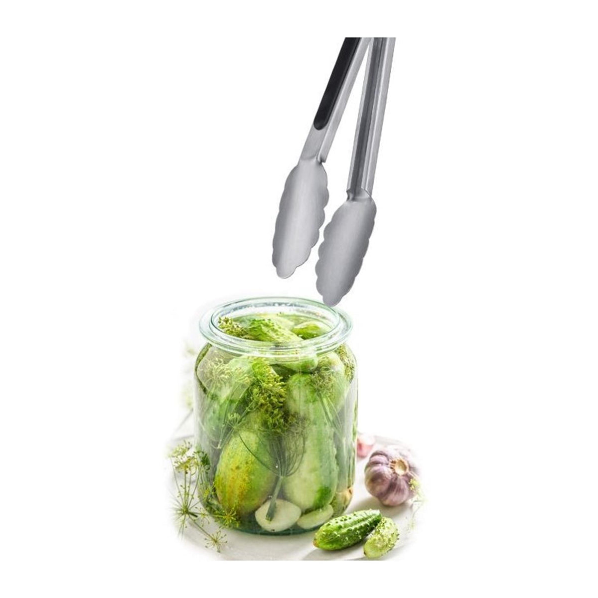 Westmark grilltang + serveringstang, med ender af rustfrit stål og gummihåndtag, længde: 20 cm, rustfrit stål plast, klassisk special mini, sølv sort, 16232270