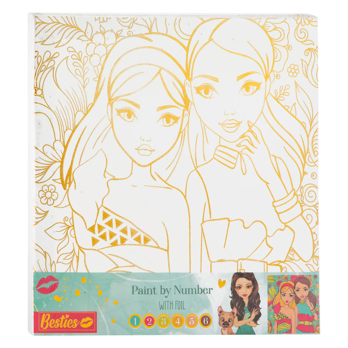 Besties lærred maleri efter nummer, 30x30cm
