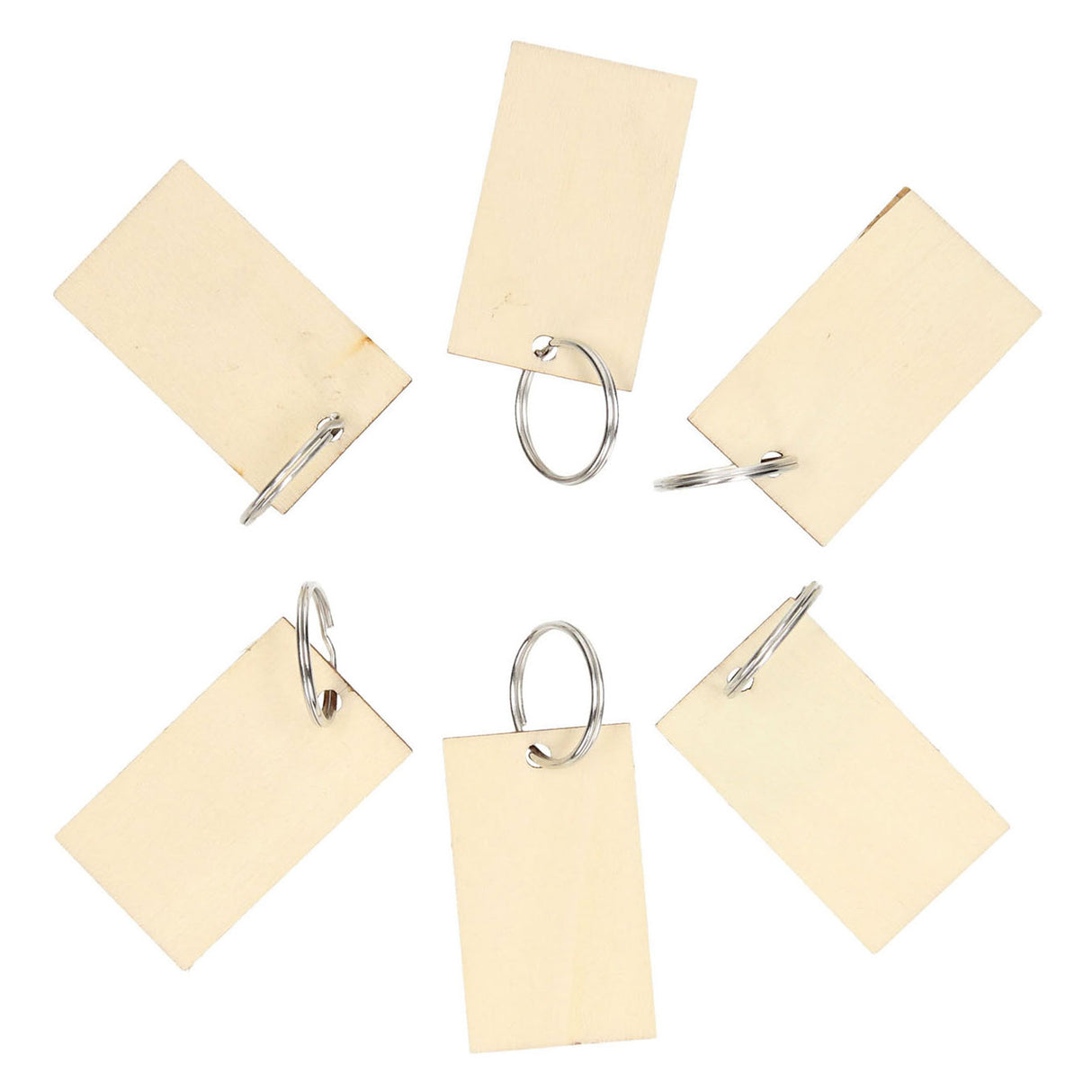 Lobbes wooden key rings, 6 pcs.