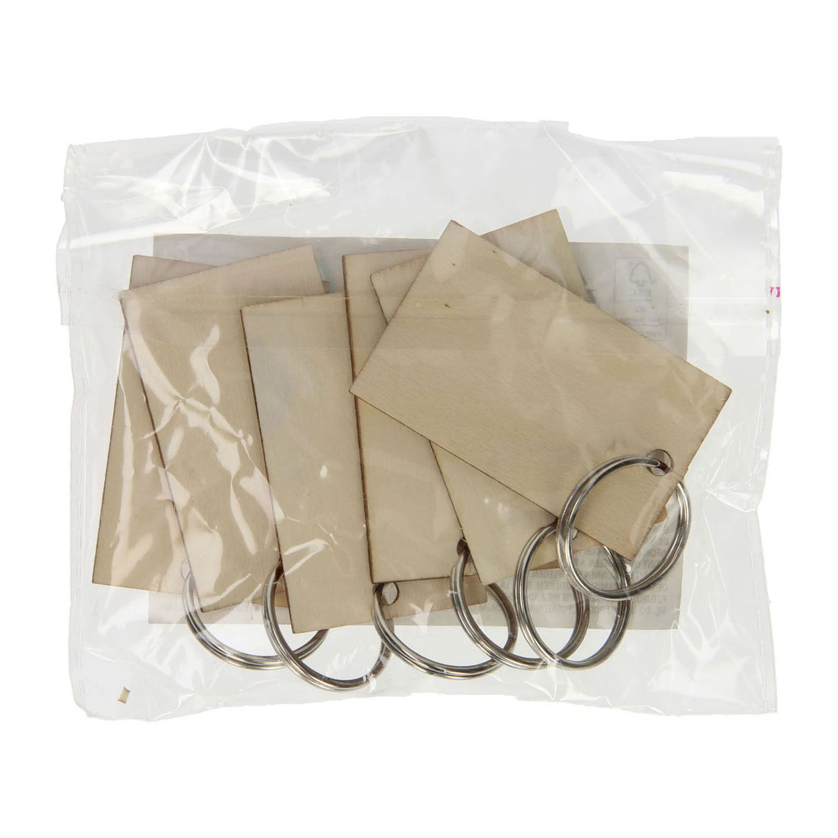 Lobbes wooden key rings, 6 pcs.
