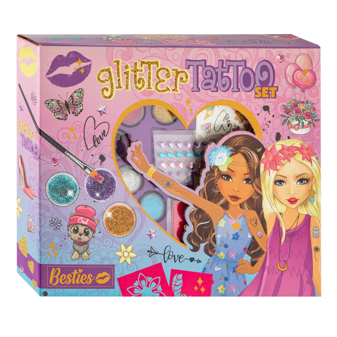 Besties glitter tatovering sæt