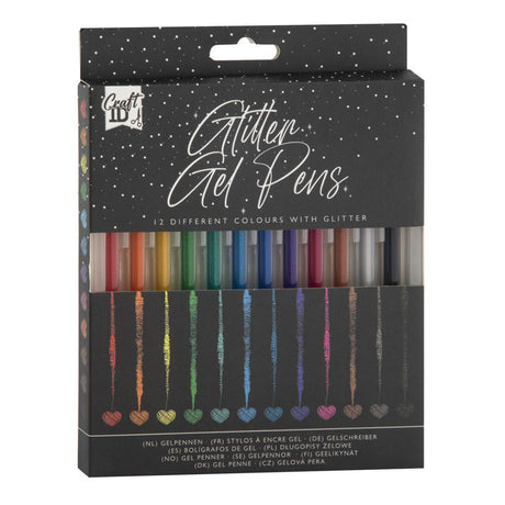 Craft sensations gelpenne glitter, 12 stk.