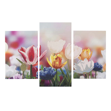 Kreativ håndværksgruppe diamantmaleri triptykonblomster
