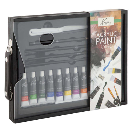 Creative craft group nassau zwarte houten koffer acryl set - 21dlg.