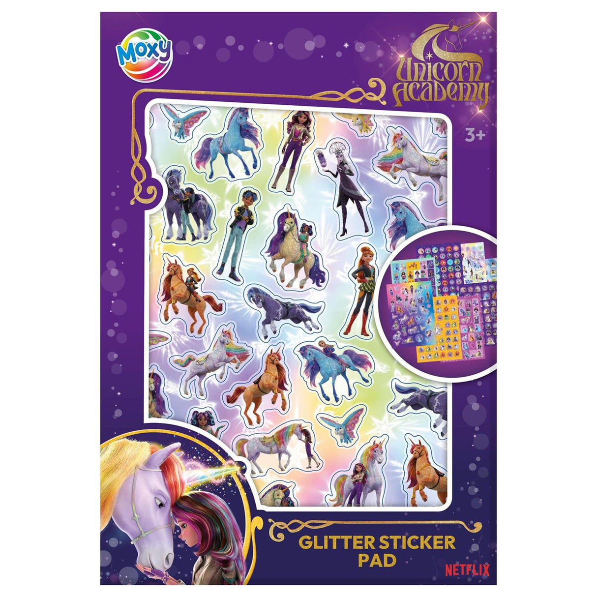 Moxy unicorn glitter klistermærkebog a5
