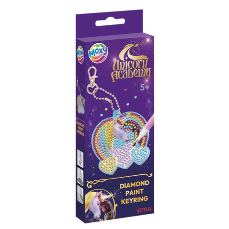 Moxy unicorn academy diamantmaleri nøglering - 20,5x7,5 cm