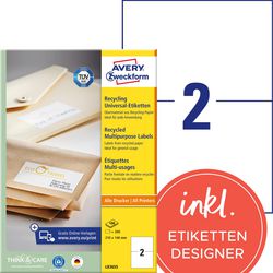 Multifunktionelle etiketter avery hvid