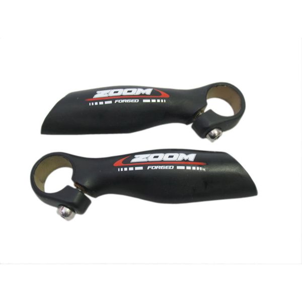 Zoom Handle Bar -End - Anatomisk form - 1 sæt (2 bar ender) - 22,2 mm i diameter - aluminium - 138 g par - sort