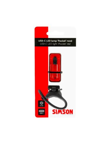 Simson blister 022032 USB-C LED lampe 'lomme' rød