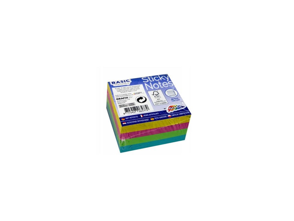 Grafix sticky notes neon 75x75mm 400 ark