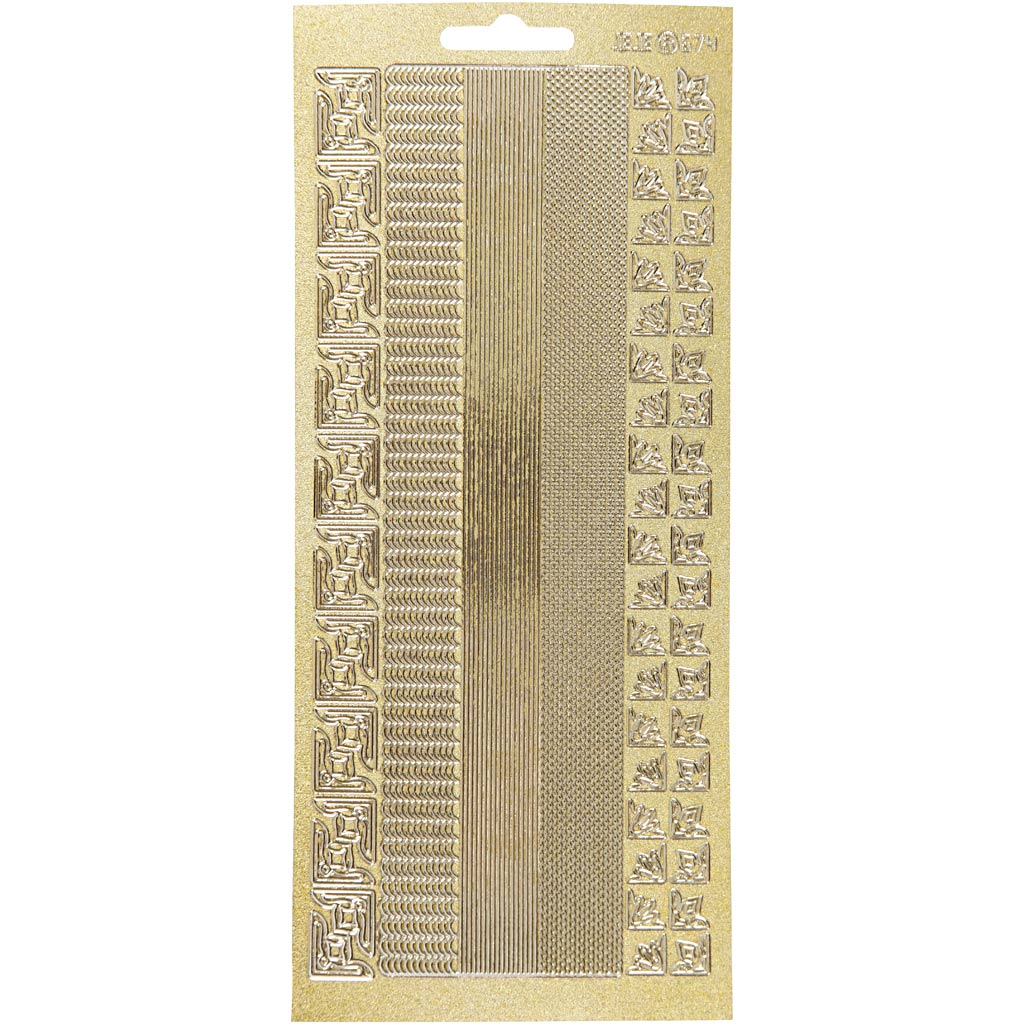 Klistermærker, kanter, ark 10x23 cm, guld, 1 ark