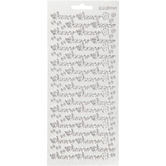 Klistermærker, onnea, ark 10x23 cm, sølv, 1 ark