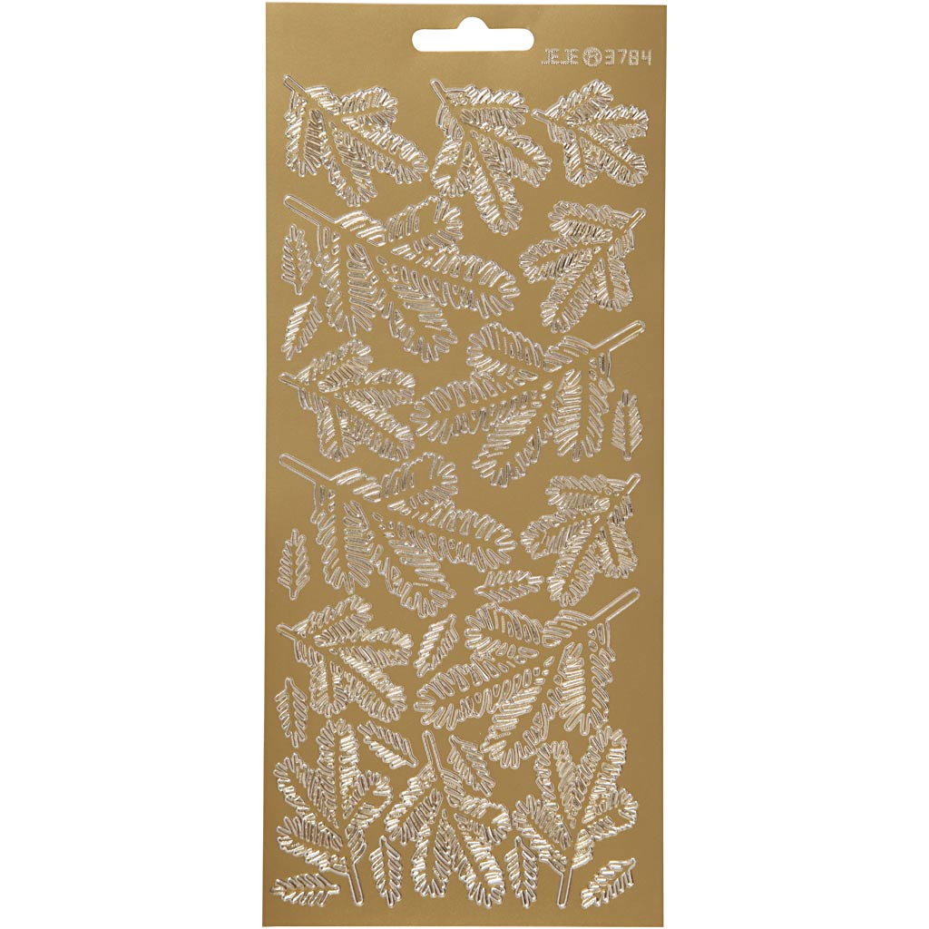 Klistermærker, kviste, ark 10x23 cm, guld, 1 ark