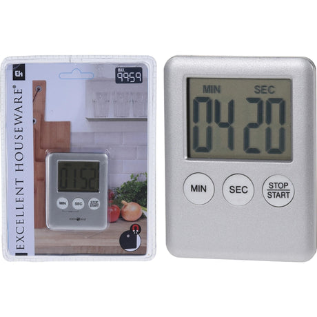 Fremragende husholdning køkken timer 70x55x10mm sølv