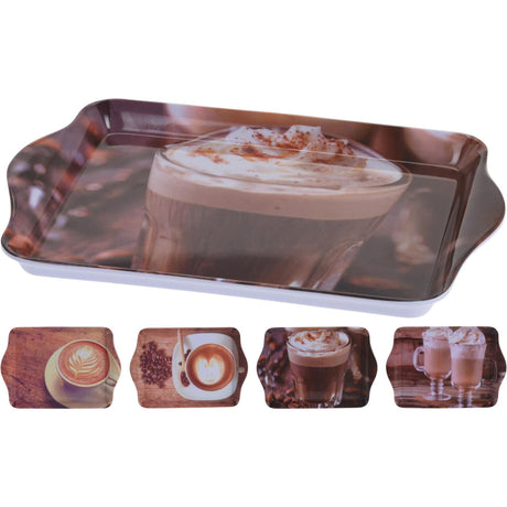 Fremragende husholdningsbakke lavet af melamin med forskellige kaffedesigns 21x14cm