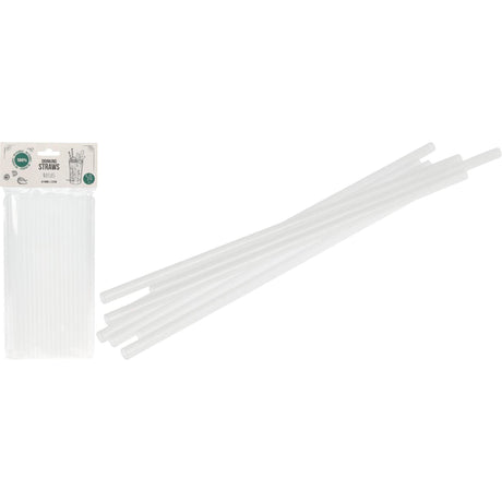 Fremragende husholdningssugerør lavet af 100 % genanvendeligt plastik, 22 cm lange. pakke med 50 stk