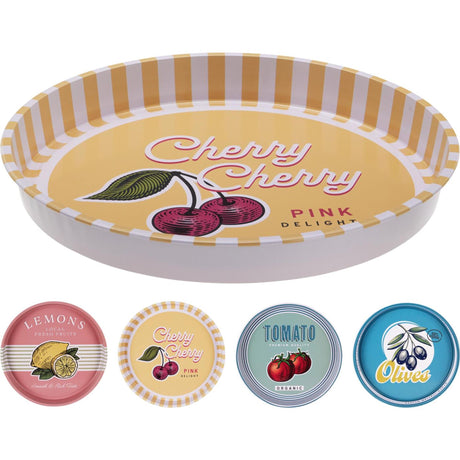 Home styling dienblad ã¸33xh4cm 4 assorti kers lemon olijf of tomaat