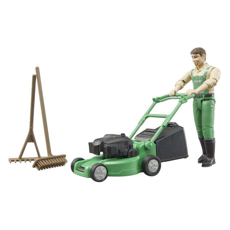 Bruder gartnerfigur med plæneklipper