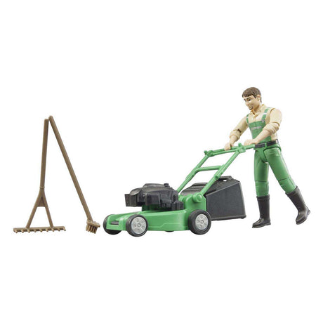 Bruder gartnerfigur med plæneklipper