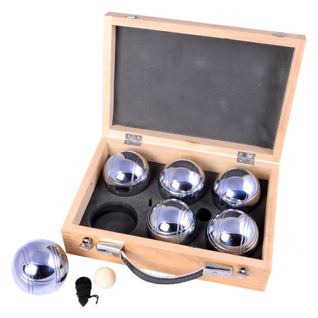 Engelhart metal jeu de boules - 6 bolde i trækasse - luksussæt - petanque - boules - metalkugler - egnet til enhver jeu de boules bane - longfield