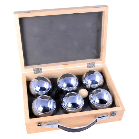 Engelhart metal jeu de boules - 6 bolde i trækasse - luksussæt - petanque - boules - metalkugler - egnet til enhver jeu de boules bane - longfield