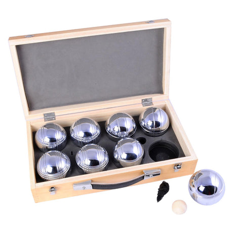 Engelhart metal jeu de boules - 8 bolde i trækasse - luksussæt - petanque - boules - metalkugler - egnet til enhver jeu de boules bane - longfield