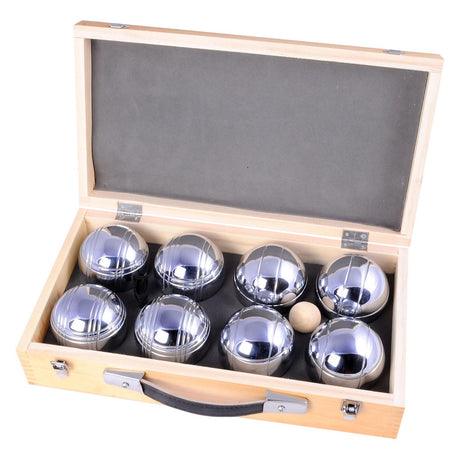 Engelhart metal jeu de boules - 8 bolde i trækasse - luksussæt - petanque - boules - metalkugler - egnet til enhver jeu de boules bane - longfield