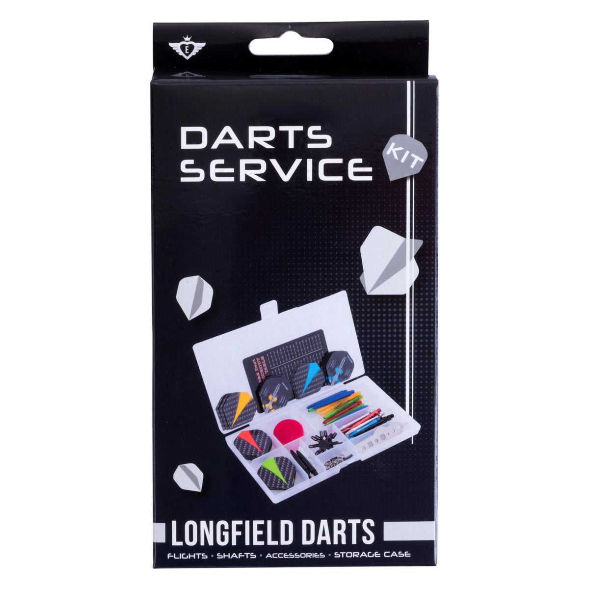 Longfield dart servicesæt tilbehørssæt 141 dele i plastikæske