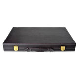 Engelhart backgammon 18 tommer - brunt elfenben syet bord - sort kuffert med håndtag - luksus rejseudgave -